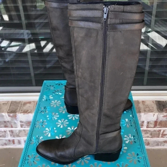 Antonio Melani Gray Distressed Look Riding Boots - Picture 8 of 14